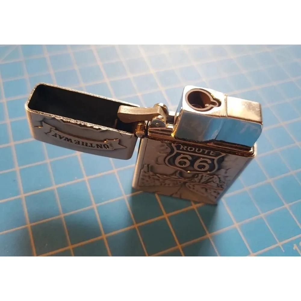 Route 66 Embosed Butane Single Flame Refillable Lighter